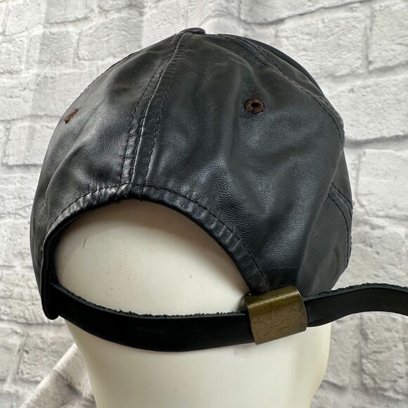 VTG NFL Cleveland Browns Embroidered Leather Cap Hat One-Size Adjustable Back - Picture 5 of 9